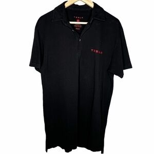 Tesla motors Mens black polo shirt size M